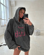 Women's Casual Distressed Print Hoodie