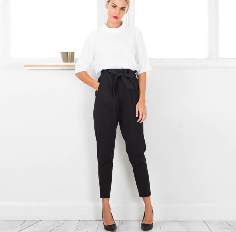 High-Waisted Casual Cropped Pants