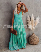 Spring Summer Women's Casual Leopard Print Dress (V-Neck)