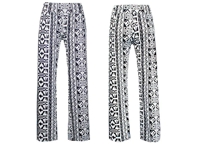 Printed Straight-Leg Long Pants