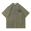 Retro Men's Flame Dice Printed Distressed T-shirt