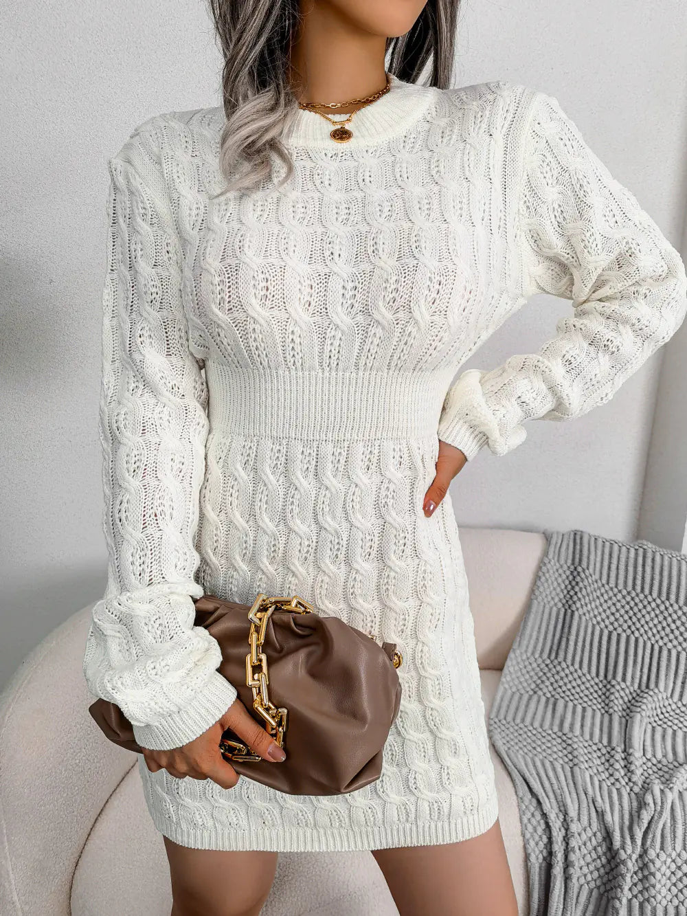2023 Autumn Winter Casual Knitted Dress for Women