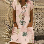 Women's V-neck Printed Short Sleeve Dress
