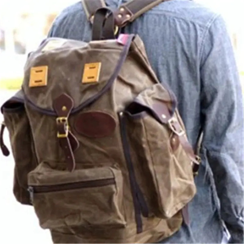 American Retro FR825 Heavy Oil Wax Waterproof Backpack