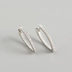 Geometric S925 Silver Large Hoop Earrings with Diamonds