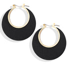 Geometric Round Wooden Color Block Earrings for Women
