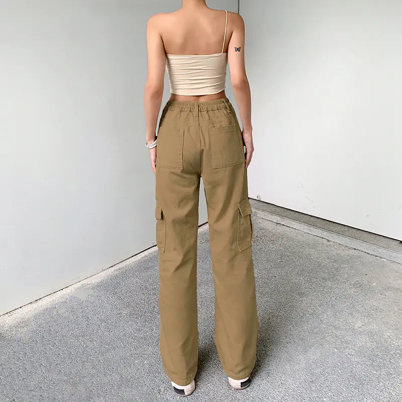 Wide Leg Cargo Pants for Women with Pockets