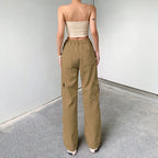 Wide Leg Cargo Pants for Women with Pockets