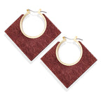 Geometric Round Wooden Color Block Earrings for Women