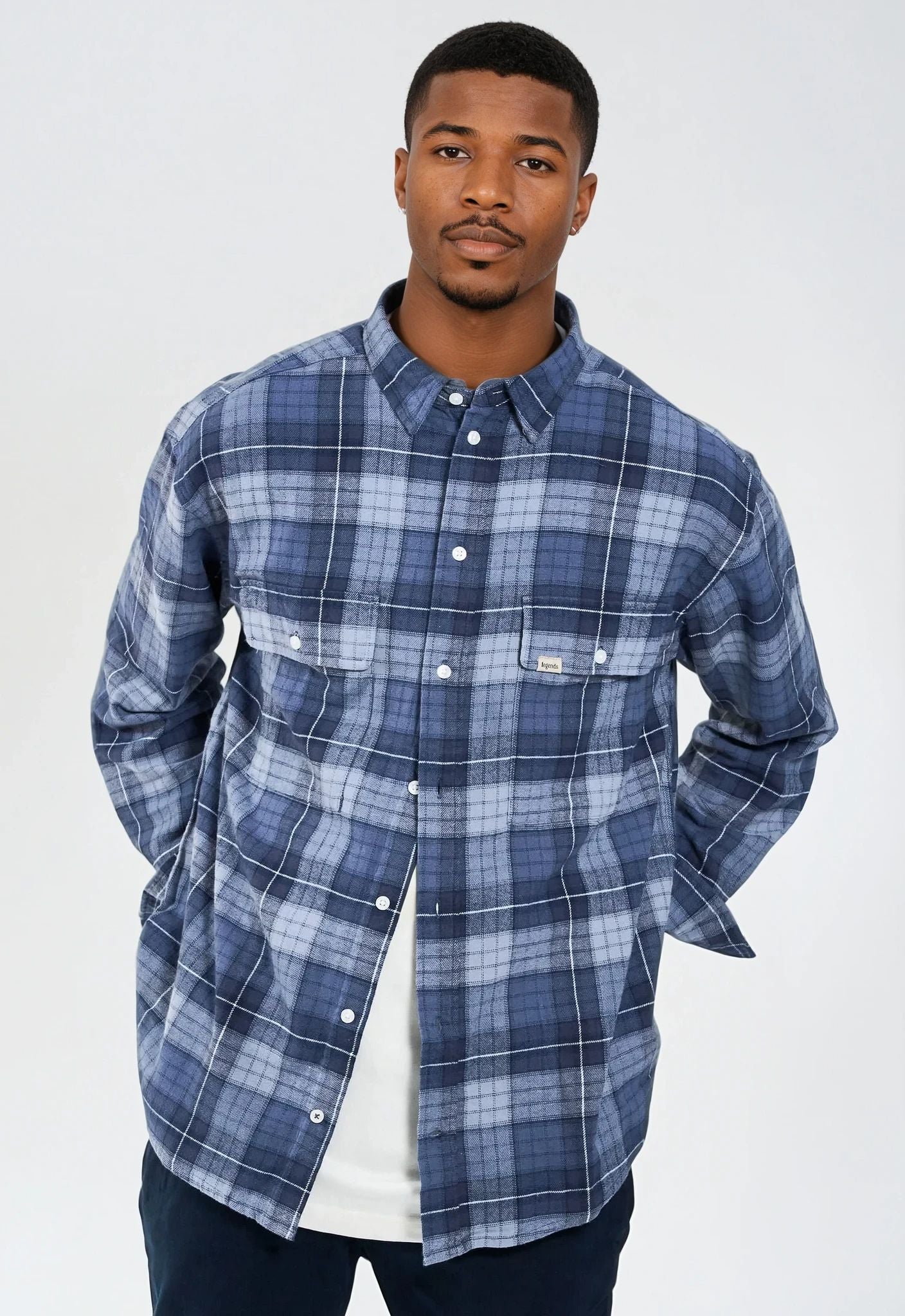 Russel Flannel Check 04 shirt - Sea Blue