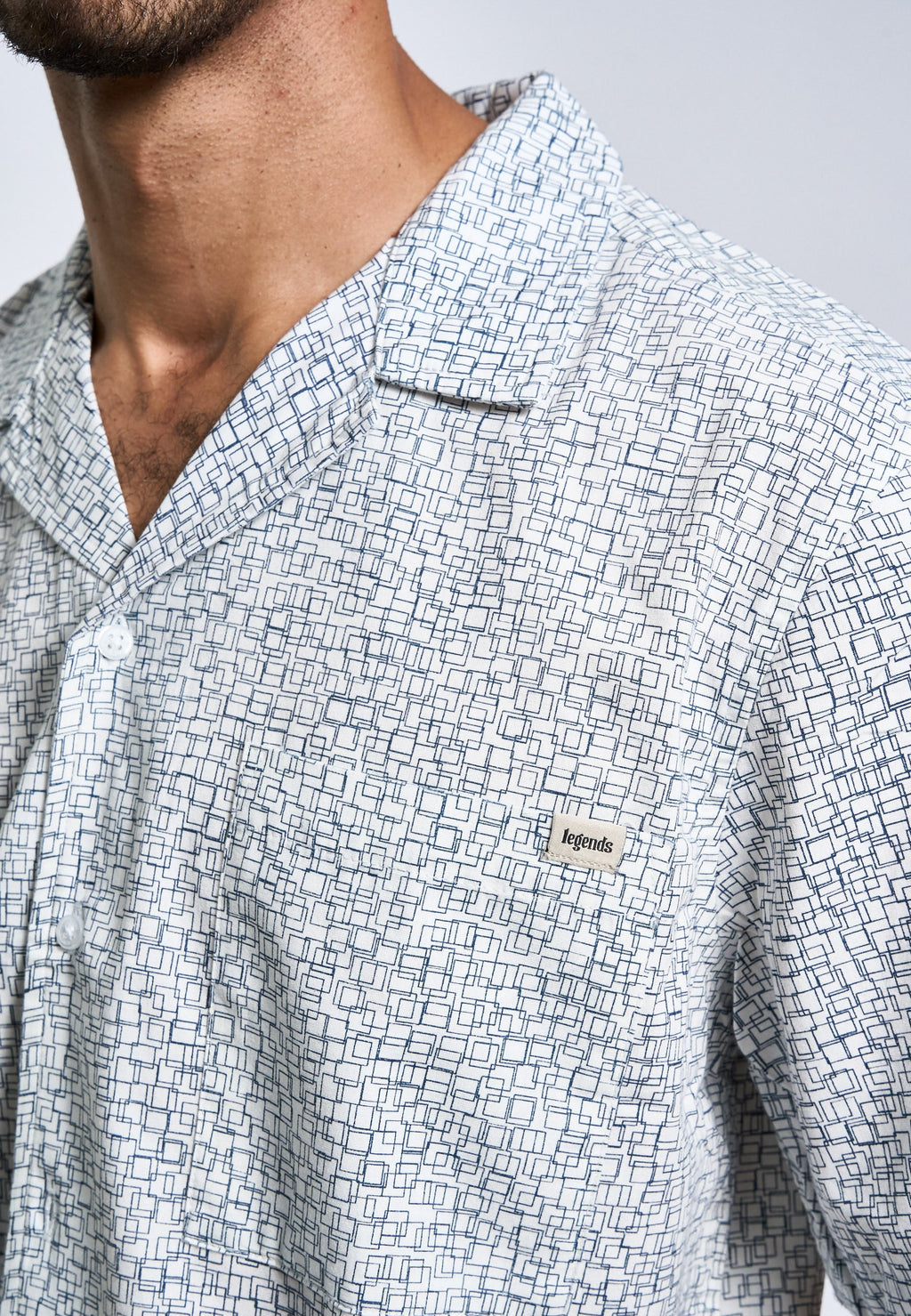 Sean Cube Print Cuba SS Shirt - White