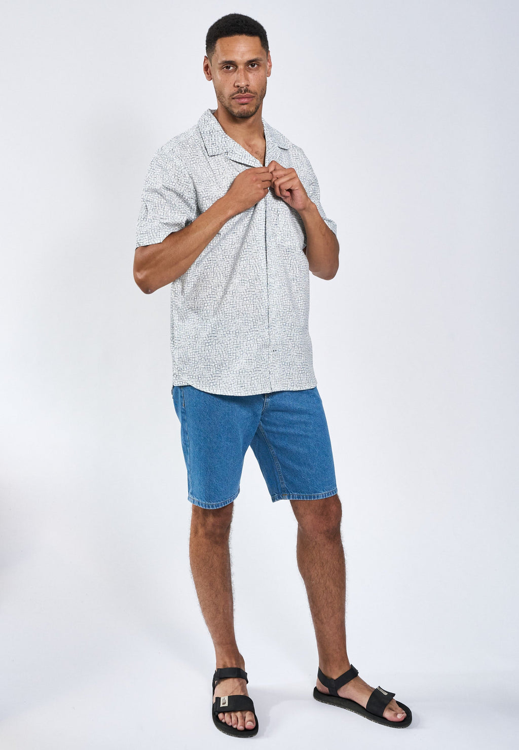 Sean Cube Print Cuba SS Shirt - White