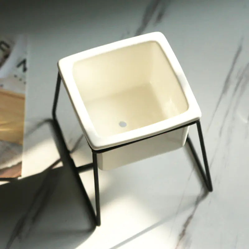 Nordic Style Ceramic Flower Pot with Iron Stand