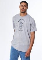 Tee Print Emb - Grey Melange
