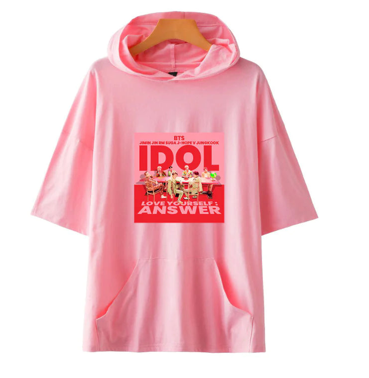 Fashionable Hooded Short Sleeve T-Shirt