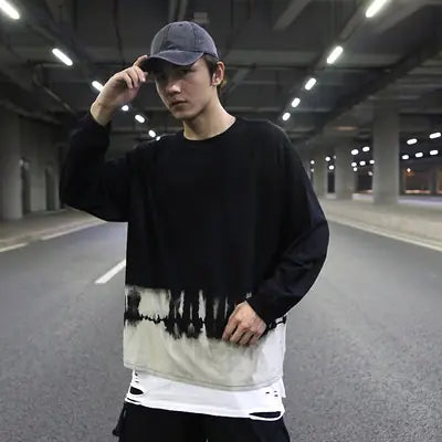 Gradient Split Hem Basic T-Shirt