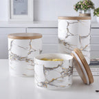 Nordic Marble Pattern Ceramic Storage Jar with Lid
