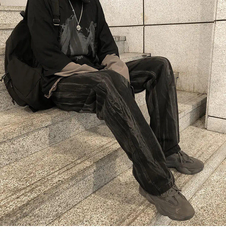 Trendy Tie-Dye Loose Straight-Leg Pants for Spring/Fall