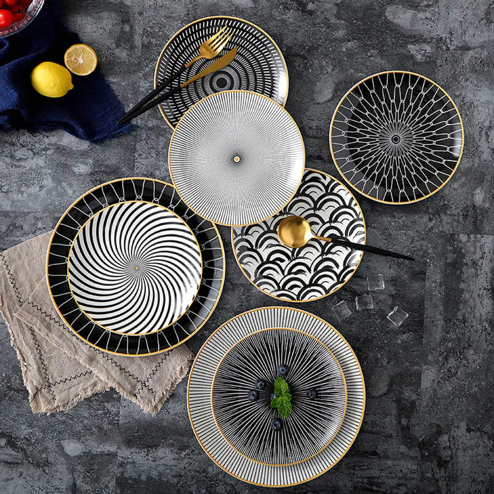 Nordic Style Ceramic Dishes Set for Western Cuisine