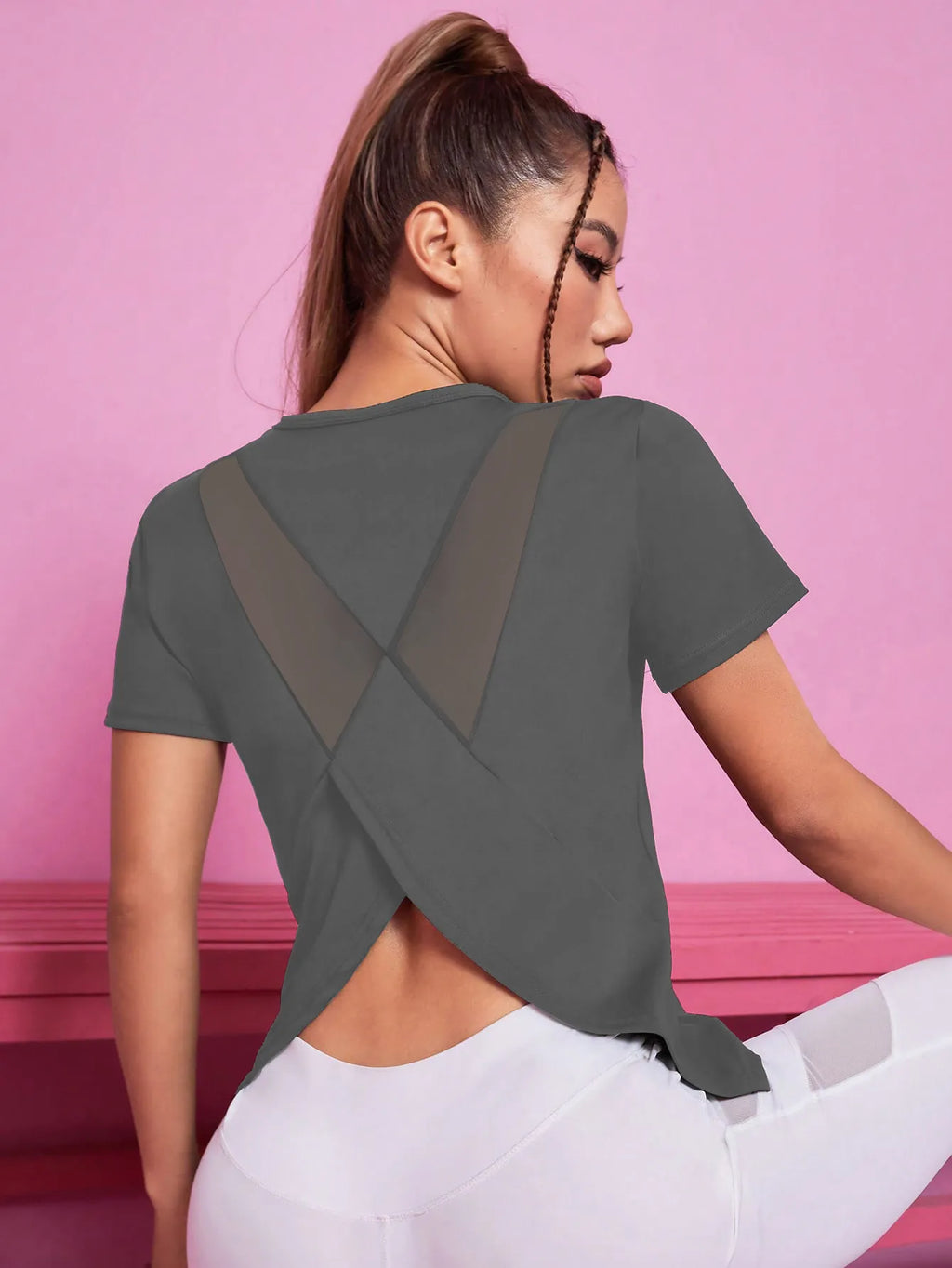Åndbar Quick-dry Mesh Yoga T-shirt