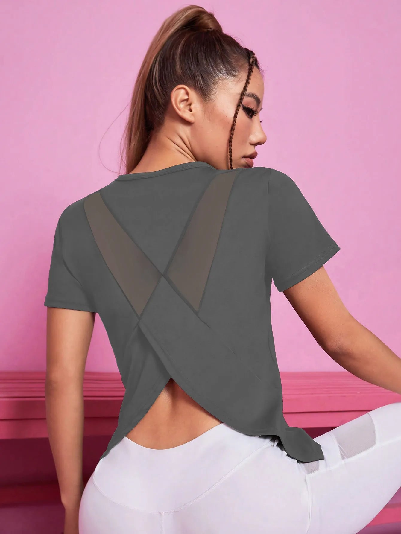 Åndbar Quick-dry Mesh Yoga T-shirt