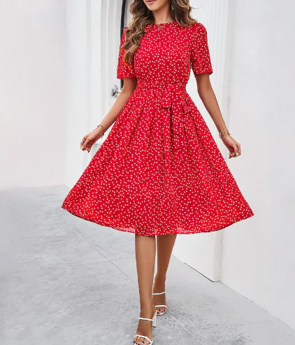 2019 Autumn Winter Vintage Floral A-Line Midi Dress