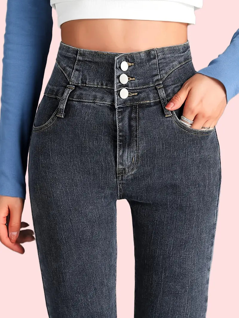 High Rise Skinny Jeans - Washed Grey Tight Fit