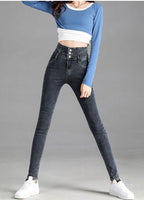 High Rise Skinny Jeans - Washed Grey Tight Fit