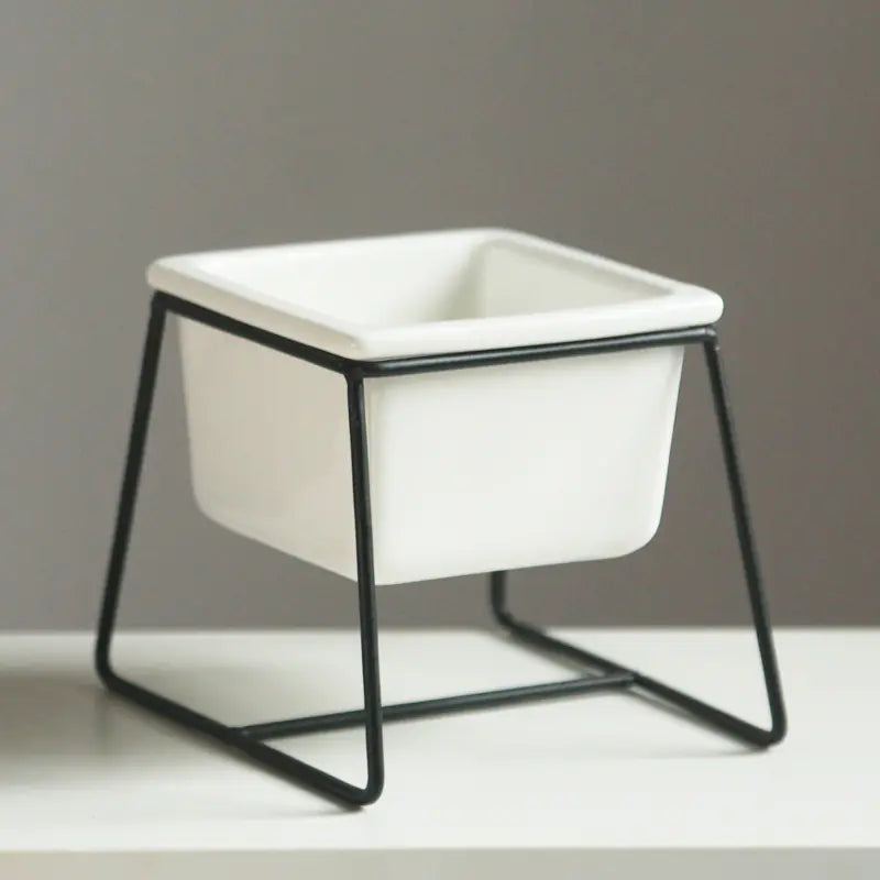 Nordic Style Ceramic Flower Pot with Iron Stand