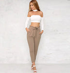 High-Waisted Casual Cropped Pants