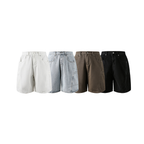 Pleated Panel Ribbon Denim Cargo Shorts