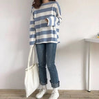 Hip-Hop Style Long Sleeve Striped T-Shirt for Women