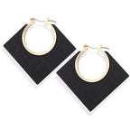 Geometric Round Wooden Color Block Earrings for Women