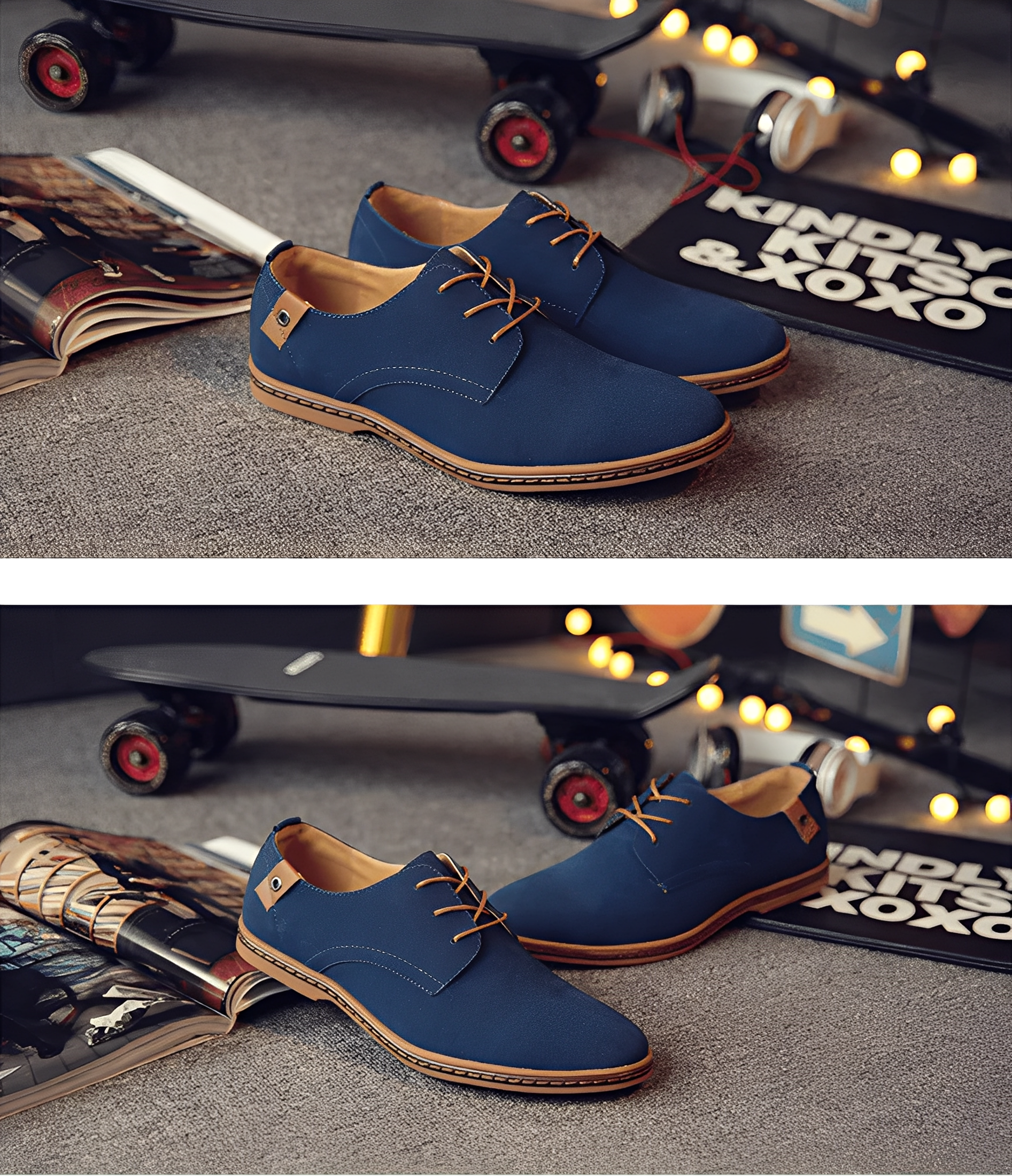 Casual snøresko i ruskind til mænd.