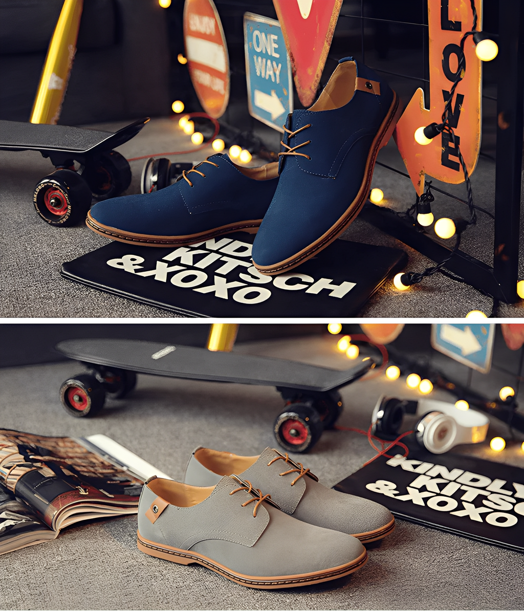 Casual snøresko i ruskind til mænd.