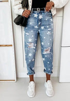 Casual trendy slidte damejeans - StilNord