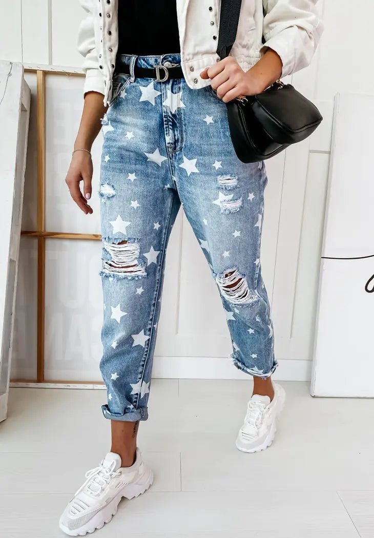Casual trendy slidte damejeans - StilNord