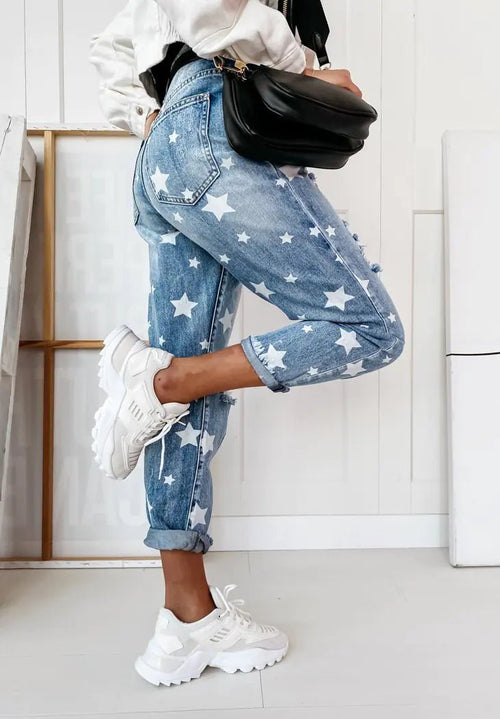 Casual trendy slidte damejeans - StilNord