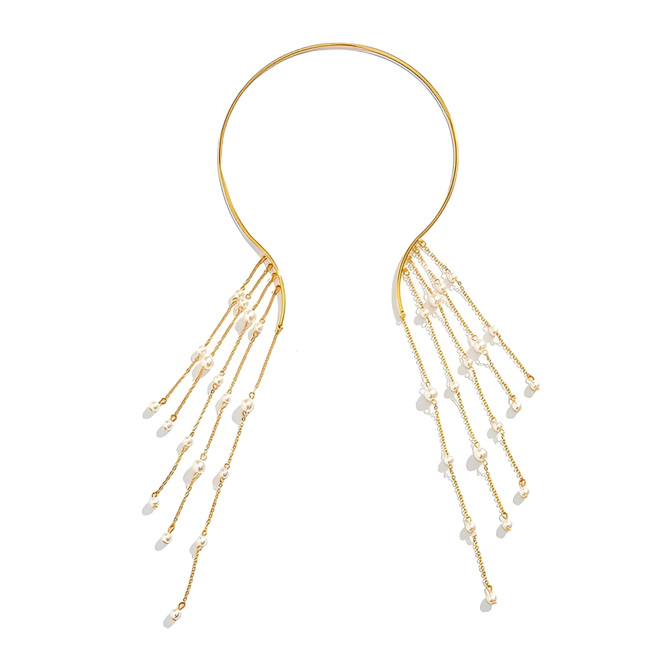 Chic faux pearl vedhæng choker halskæde med kvaster