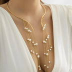 Chic faux pearl vedhæng choker halskæde med kvaster