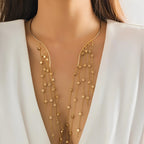 Chic faux pearl vedhæng choker halskæde med kvaster