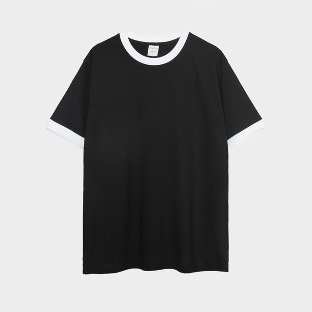 Cotton Japanese Style Basic T-Shirt with Vintage Patch