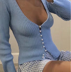 2020 Women's Sexy Pearl Button Fitted Cardigan Top