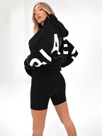 Dame Sweatshirt med Print, Tykt Materiale, Hætte