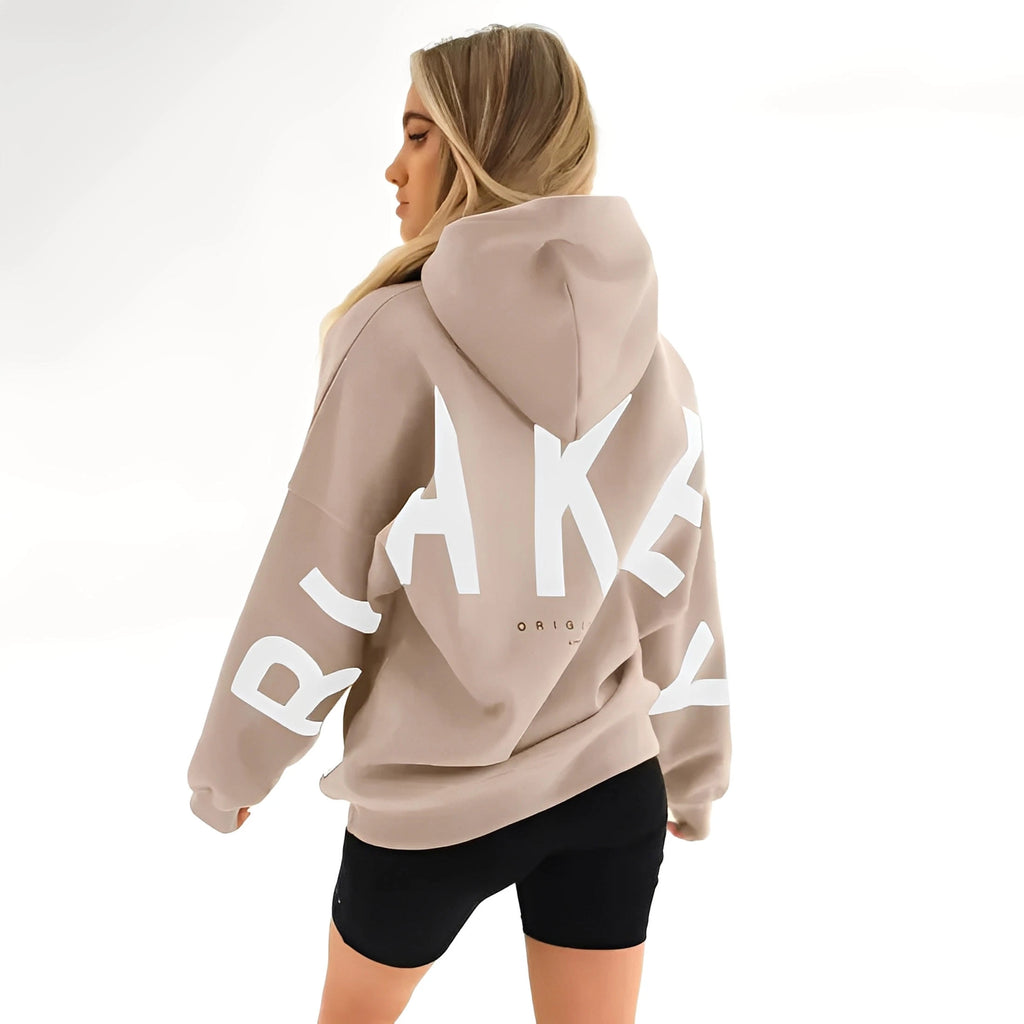 Dame Sweatshirt med Print, Tykt Materiale, Hætte