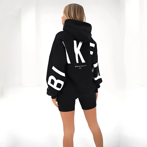 Dame Sweatshirt med Print, Tykt Materiale, Hætte