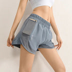 Damehøjttaljede Hurtigtørrende Mesh Sportsshorts med Lommer - StilNord