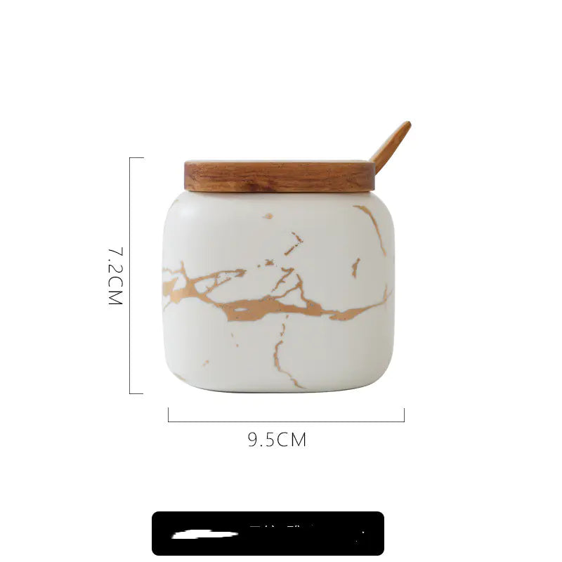 Nordic Matte Marbled Ceramic Spice Jar