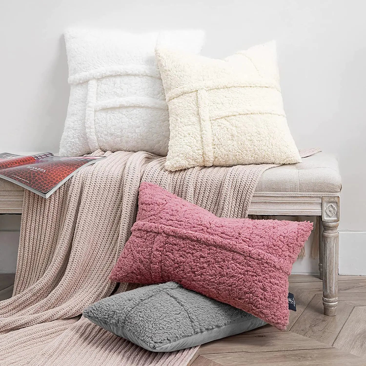 Double - sided Lamb Wool Cushion Cover - StilNord