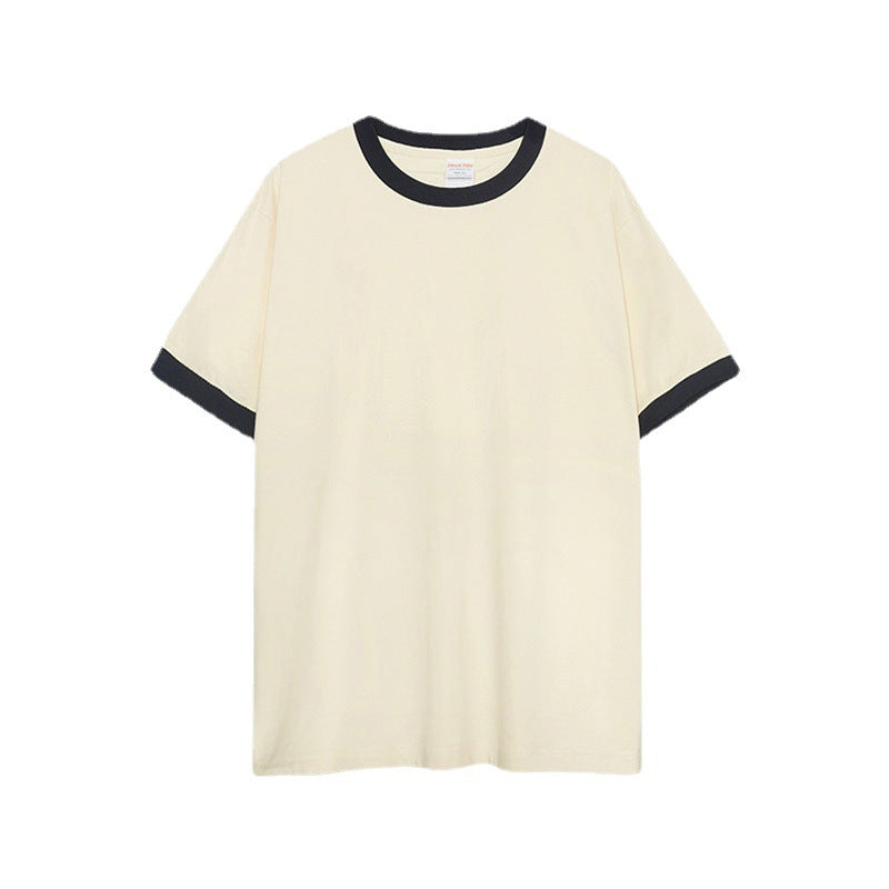 Cotton Japanese Style Basic T-Shirt with Vintage Patch